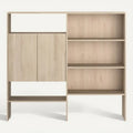 Technische titel in het Nederlands: **Moderne Houten Opbergkast met Open Planken en Deuren**