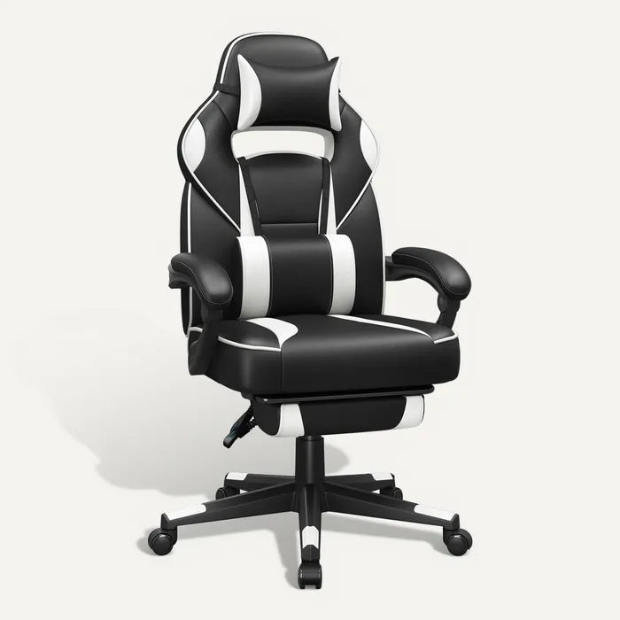 **Ergonomische Gamingstoel met Luxe Zwart-Witte Afwerking**