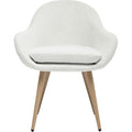 **Technische titel in het Nederlands: Comfortabele witte fauteuil met houten poten**