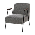 **Moderne fauteuil met metalen poten en houten armleuningen**