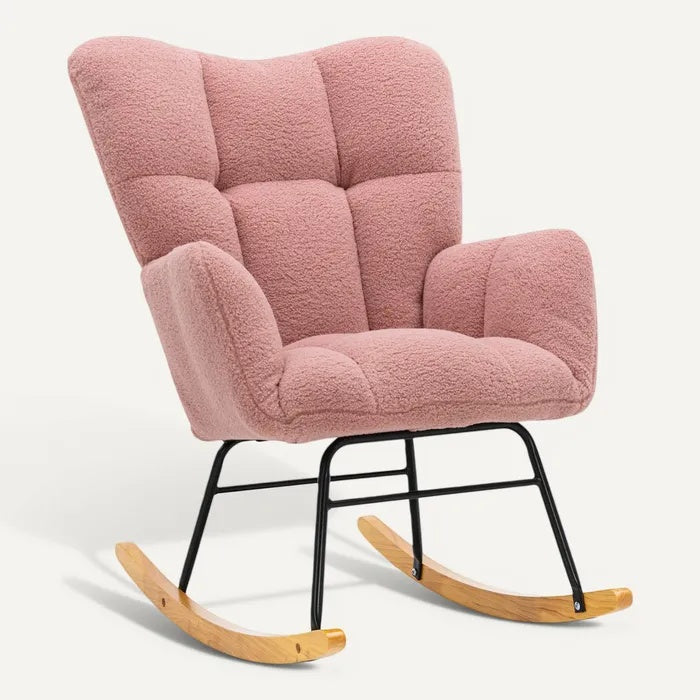 **Technische titel in het Nederlands: Modern schommelstoel met zachte bekleding en metalen frame**