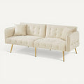 **Modern leren bank met kussens en gouden poten**